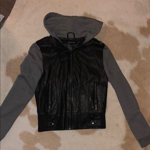 Leather Jacket with Hood
